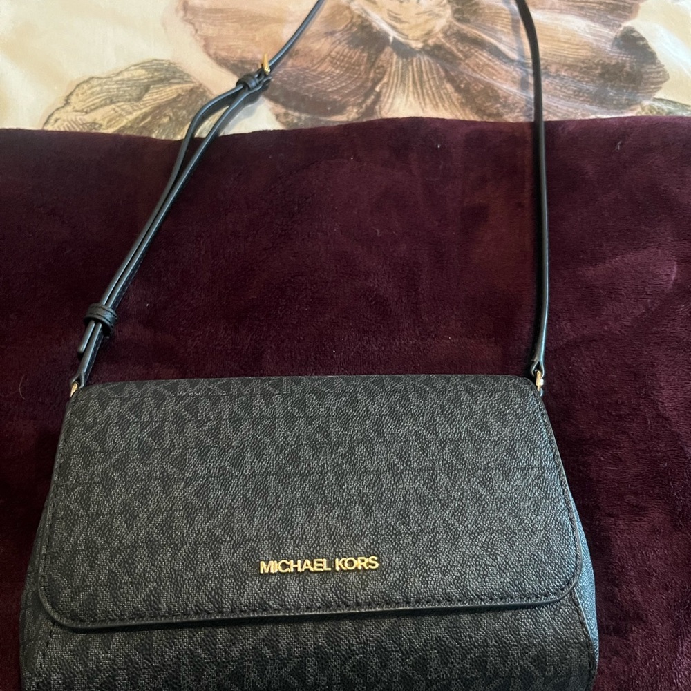 Michael Kors Black Crossbody Bag with Gold Hardware